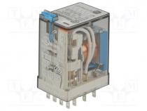 Relay  electromagnetic, 4PDT, Ucoil  24VDC, 7A/250VAC, 7A/30VDC
