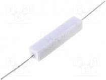 Resistor  wire-wound, cement, THT, 220m, 10W, 5%, 10x9x49mm