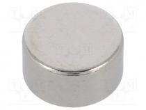 Magnet  permanent, neodymium, H  3mm, 7.5N, Ø  6mm