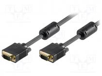 Cable, D-Sub 15pin HD plug,both sides, 20m, Colour  black