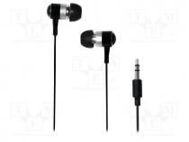 Headphones, black, Jack 3,5mm, 0.05÷18kHz, 109dB, 1.1m