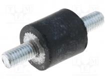 Vibration damper, M3, Ø  8mm, rubber, L  8mm, Thread len  6mm, 70N