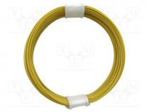 Wire, stranded, Cu, 0.04mm2, yellow, PVC, 60V, 10m