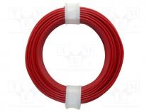 Wire, stranded, Cu, 0.14mm2, red, PVC, 60V, 10m