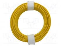 Wire, stranded, Cu, 0.14mm2, yellow, PVC, 60V, 10m