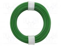 Wire, stranded, Cu, 0.14mm2, green, PVC, 60V, 10m