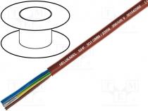 Wire, SiHF, Cu, stranded, 2x1mm2, silicone rubber, brown-red