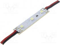LED, white warm, 0.24W, 16lm, 12VDC, 120, No.of diodes  3, 50x10mm