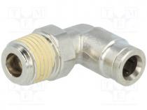 Push-in fitting, angled, Mat  nickel plated brass