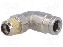 Push-in fitting, angled, Mat  nickel plated brass