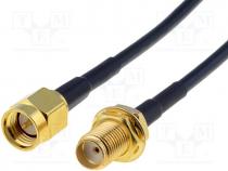 Cable, 50, 15m, SMA socket,SMA plug, black