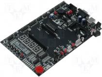 Board for applications with microcontrollers ST7FLITE3x