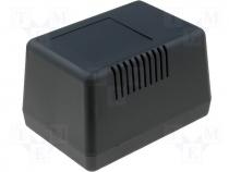 Enclosure ABS for power supply 56x92x66 screw mo, black