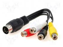 Audio cable, plug DIN 5pin-4x socket RCA, 0,2m