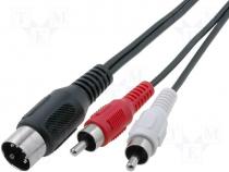 Audio cable, plug DIN 5pin - 2x plug RCA, 1,2m