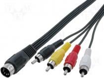 Audio cable, plug DIN 5pin-4x plug RCA, 1,2m