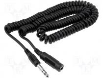 Coiled cable plug/socket JACK 6,35 stereo, 5m