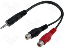Cable, plug JACK 3,5 stereo-2x socket RCA, 0,2m