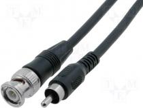 Cable, plug BNC - plug RCA, black, 1,5m