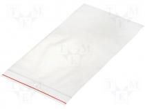 Polyethylene bag, zip closure 150X250mm/100pcs