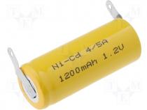 Rechargeable cell Ni-Cd 1,2V 1200mAh dia 17x43mm blades