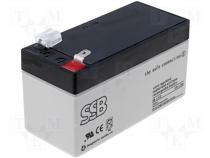 Rechargeable acid cell 12V 1,3Ah 97x43x52mm