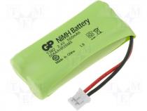 Rechargeable cell Ni-MH 2,4V 550mAh 44x22x10 telephone