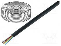 Wire  telecommunication cable, stranded, 6x28AWG, black, 100m