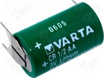 Lithium battery 3V 950mAh dia 14,6x25mm 3pin