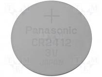 Lithium coin bat. CR2412 3V 100mAh dia24x1,2 Panasonic
