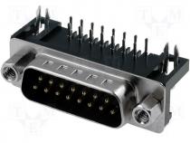 DHP8-15M - Connector D Sub male angled 7 2 mm standard PIN 15 THT 5A