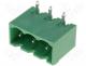 TBG-5-KW-3P-GN - Pluggable terminal block socket male angled 5.08mm THT 15A