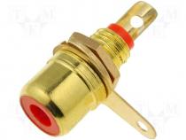 Connectors AV - Connector RCA socket female gold plated panel mounting 6mm