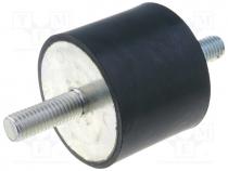   - Vibration damper, M10, Ø 50mm, rubber, L 40mm, Thread len 28mm