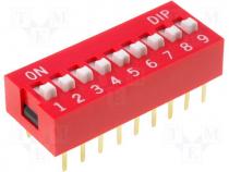 DS-09 - Switch DIP SWITCH Poles number 9 ON OFF 0.05A/12VDC  25÷80°C