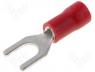  - Fork terminal M4 Ø 4.3mm 0.5÷1mm2 crimped for cable red