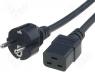   - Cable, CEE 7/7 (E/F) plug, IEC C19 female, 2m, black, PVC, 16A