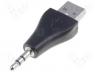 Adapter, USB 2.0, USB A plug, Jack 3.5mm 3pin plug, gold plated