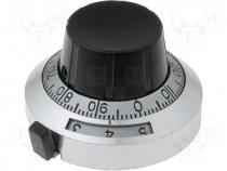 GP3-6.35-46X25 - Precise knob, with counting dial, Shaft d 6.35mm, Ø46x25mm