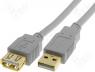 USB cable - Cable, USB 2.0, USB A socket, USB A plug, gold plated, 5m