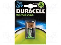 Rechargeable battery Ni-MH, 6F22, 9V, 170mAh
