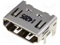  HDMI - Connector HDMI, socket, PIN 19, gold plated, SMT, angled 90