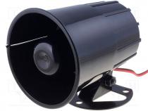 Sound transducer siren, dynamic, 1 tone, 1200mA, Ø 88mm, 12VDC