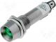 IND8-12G-B - Indicator LED, recessed, green, 12VDC, dcutout Ø8.2mm, IP40, metal
