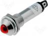   - Indicator LED, prominent, red, 12VDC, dcutout Ø8.2mm, IP40, metal