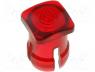 LED lens, square, red, lowprofile, 3mm