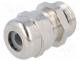 Cable gland, PG9, IP68, Mat  brass, Body plating  nickel
