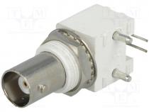 Socket, BNC, female, insulated, angled 90, 50, THT, 100cycles