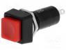 Button - Switch  push-button, 2-position, SPST-NO, 1A/250VAC, red, Ø12mm