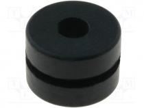 FIX-GR-38 - Grommet, Panel cutout diam 8.1mm, Hole dia 3.6mm, rubber, black